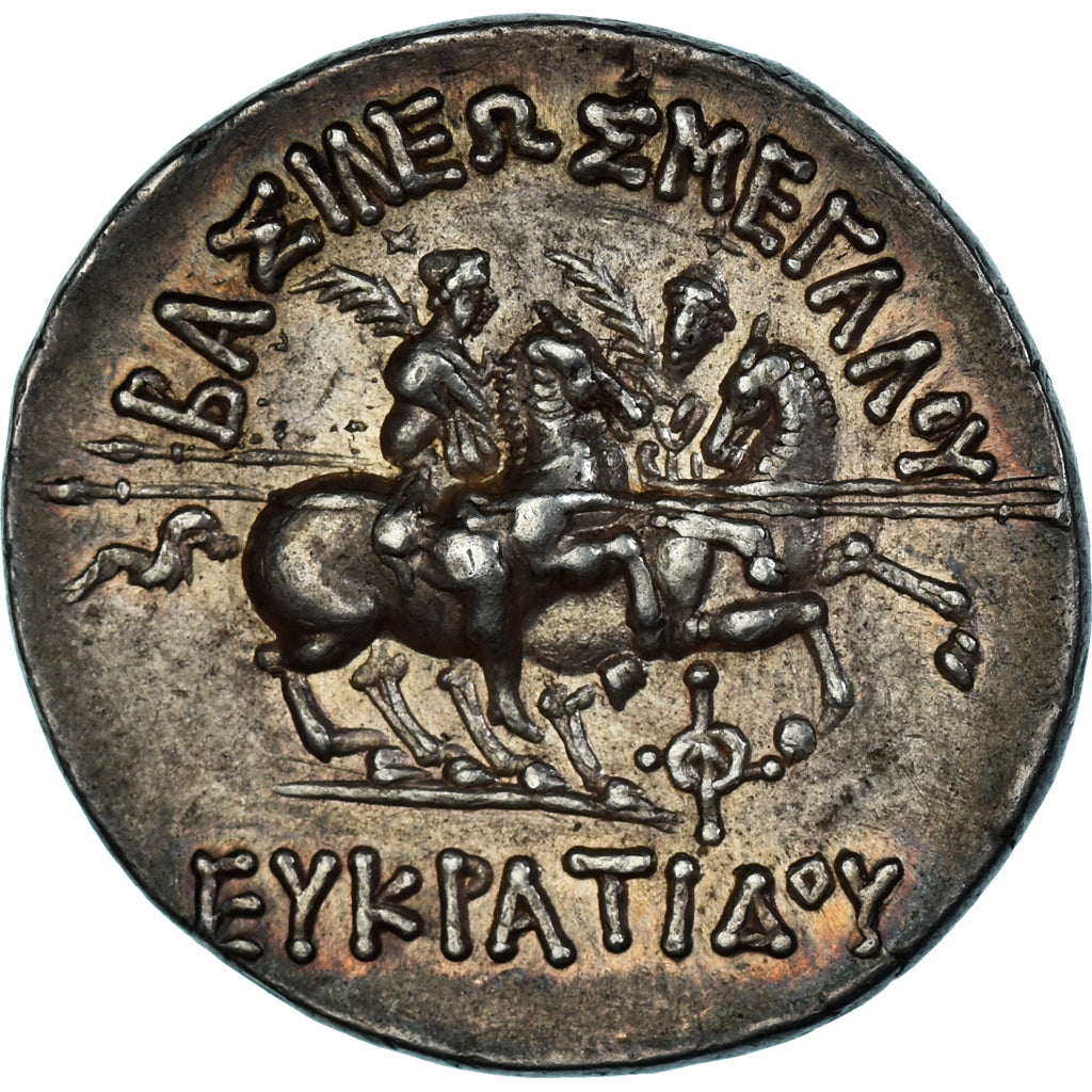 Koninkrijk Bactriane, Eukratides I, Tetradrachm, ca. 170-145 BC, Zilver, ZF+
