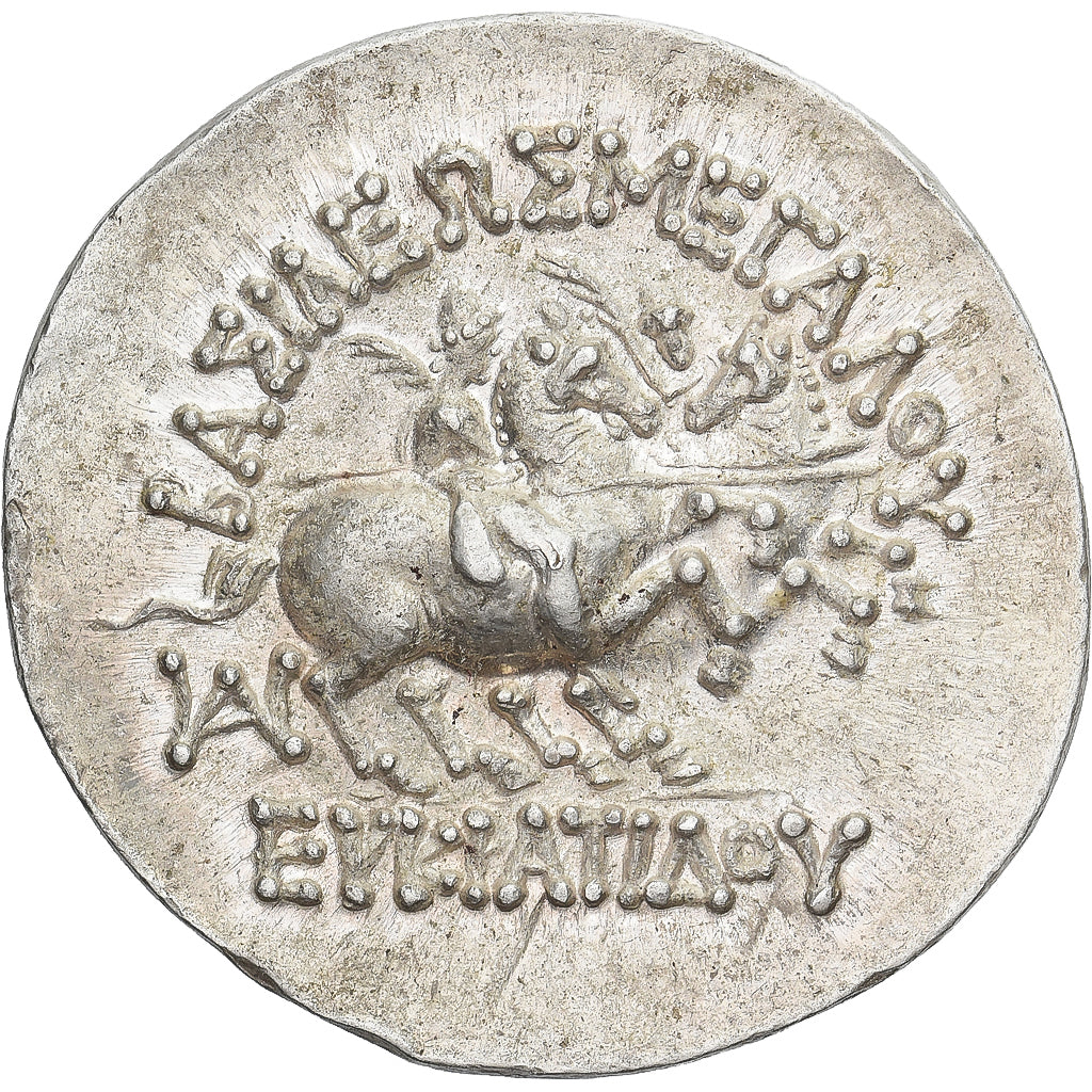 Baktrian Kingdom, Eukratides I, Tetradrachm, ca. 170-145 BC, Silver, AU(55-58)