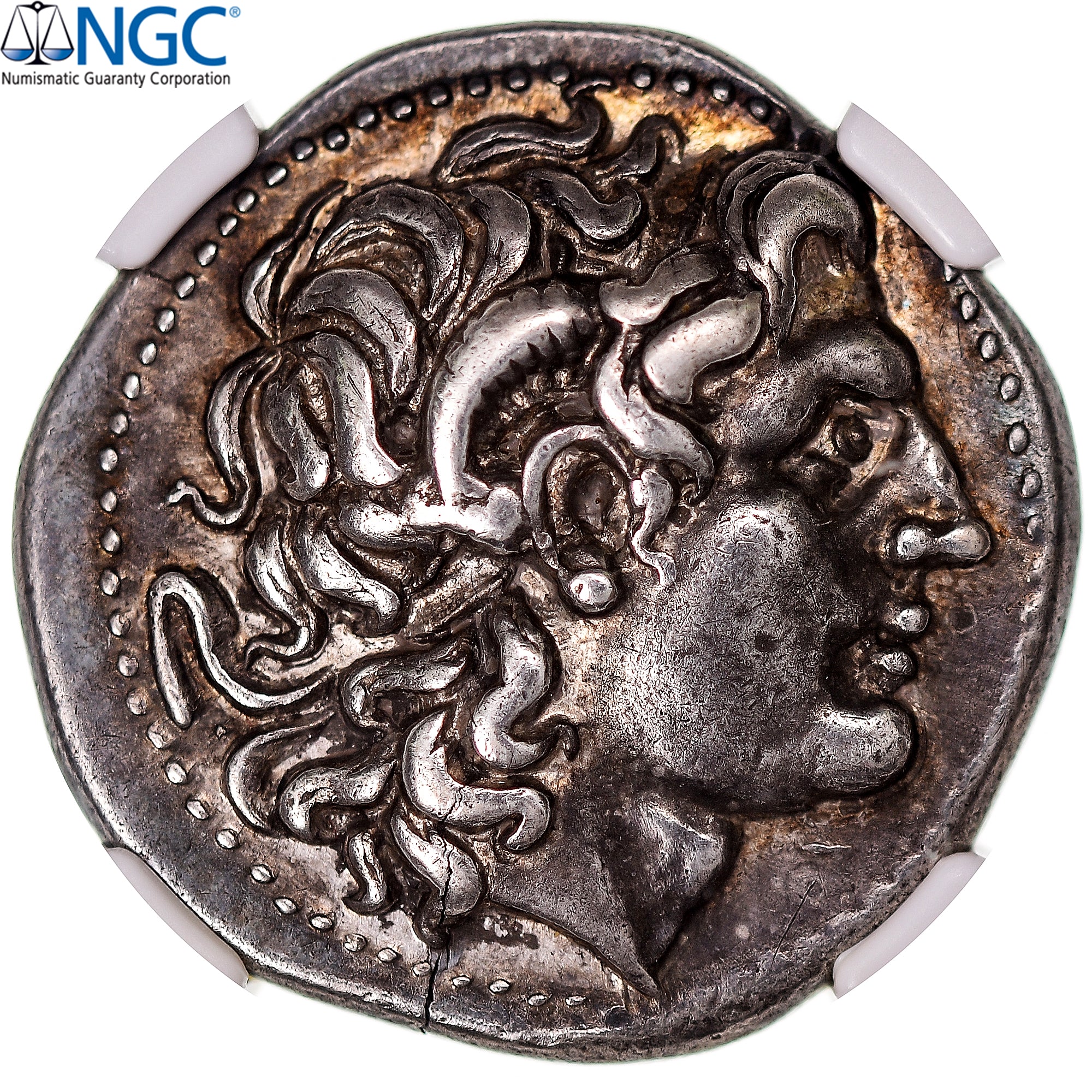 Tracja, Lysimachos, Tetradrachm, 297-281 BC, Lysimacheia, Srebro, NGC, Ch VF