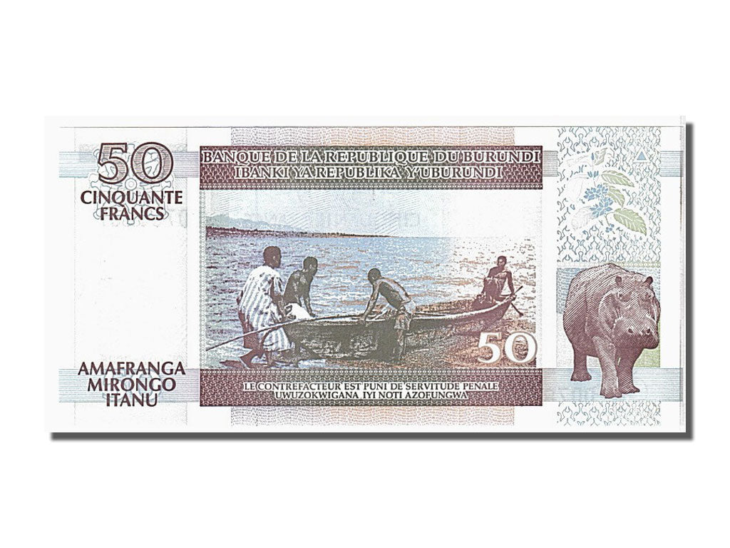 Banknote, Burundi, 50 Francs, 2005, KM:36e, UNC(65-70)