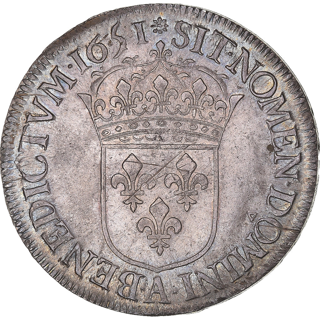 Monnaie, France, Louis XIV, Écu à la mèche longue, 1651, Paris, SUP, Argent