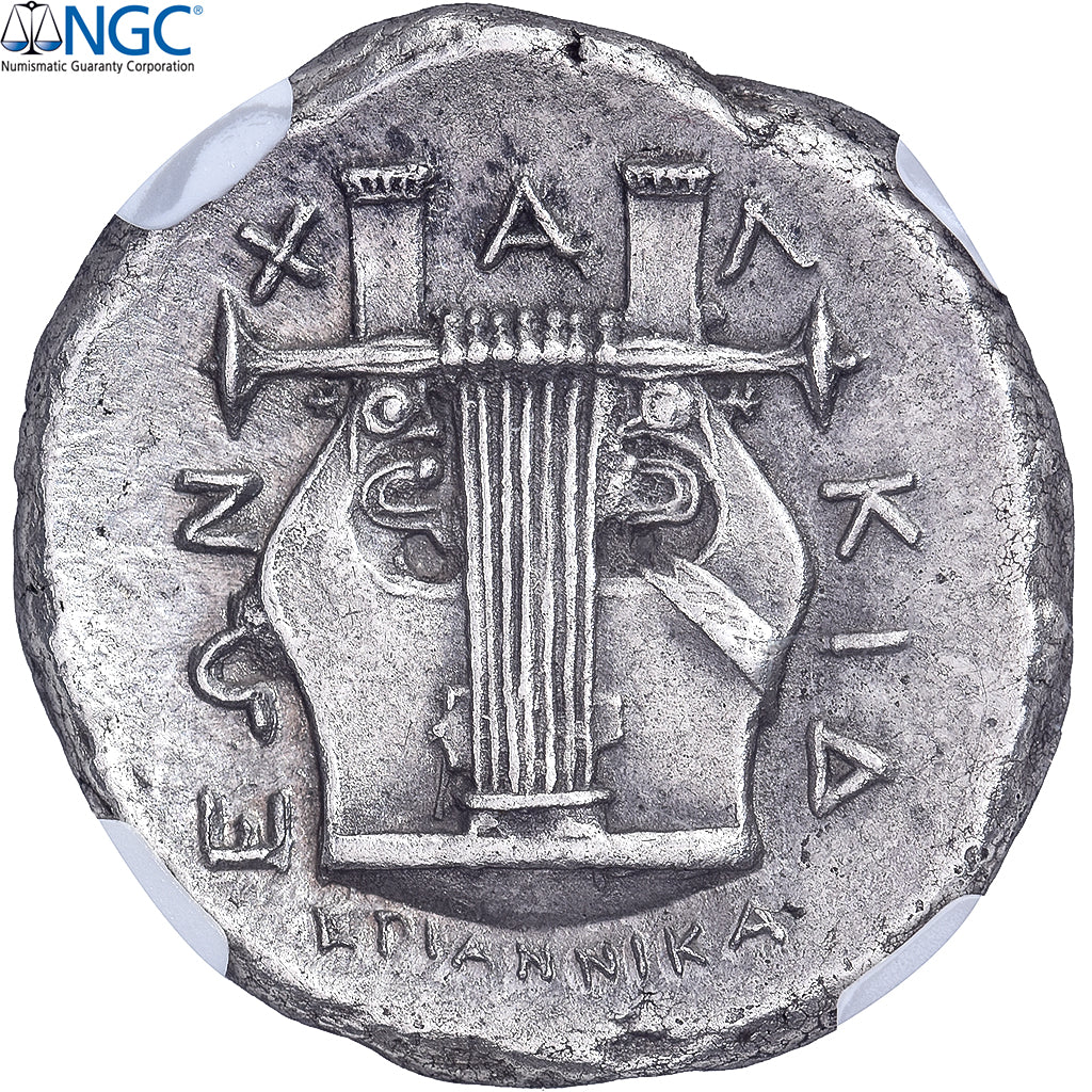 Chalkidian League, Tetradrachm, c. 351 BC, Olynthos, Silver, NGC, Ch AU 5/5-2/5