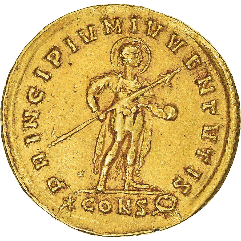 Coin, Gratian, Solidus, 367-375, Constantinople, AU(55-58), Gold, RIC:IX-24