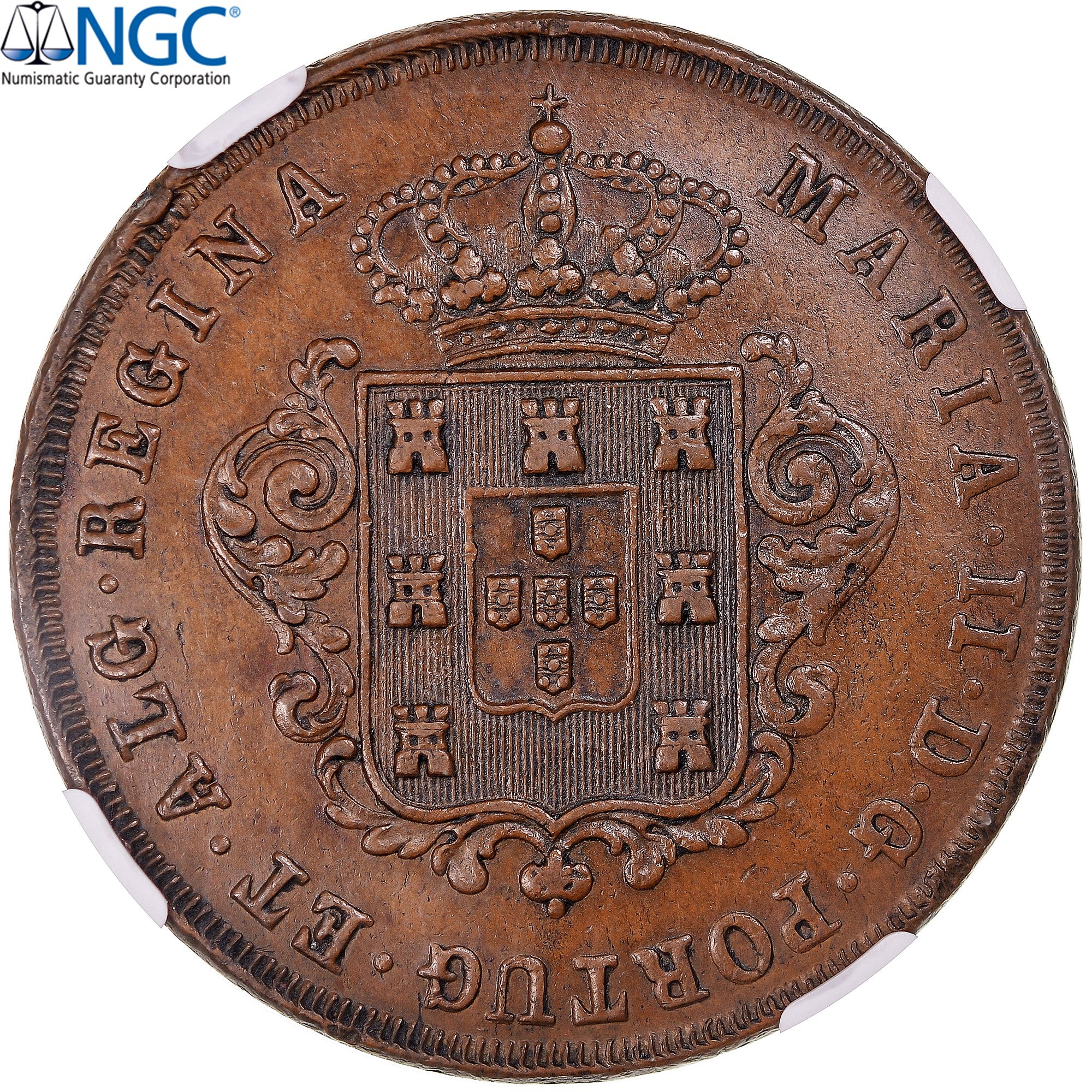 MADEIRA ISLANDS, Maria II, 20 Reis, 1842, Lisbon, Kupfer, NGC, AU58BN, KM:3