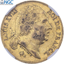France, Louis XVIII, 20 Francs, 1818, Lille, Or, NGC, AU58, Gadoury:1028