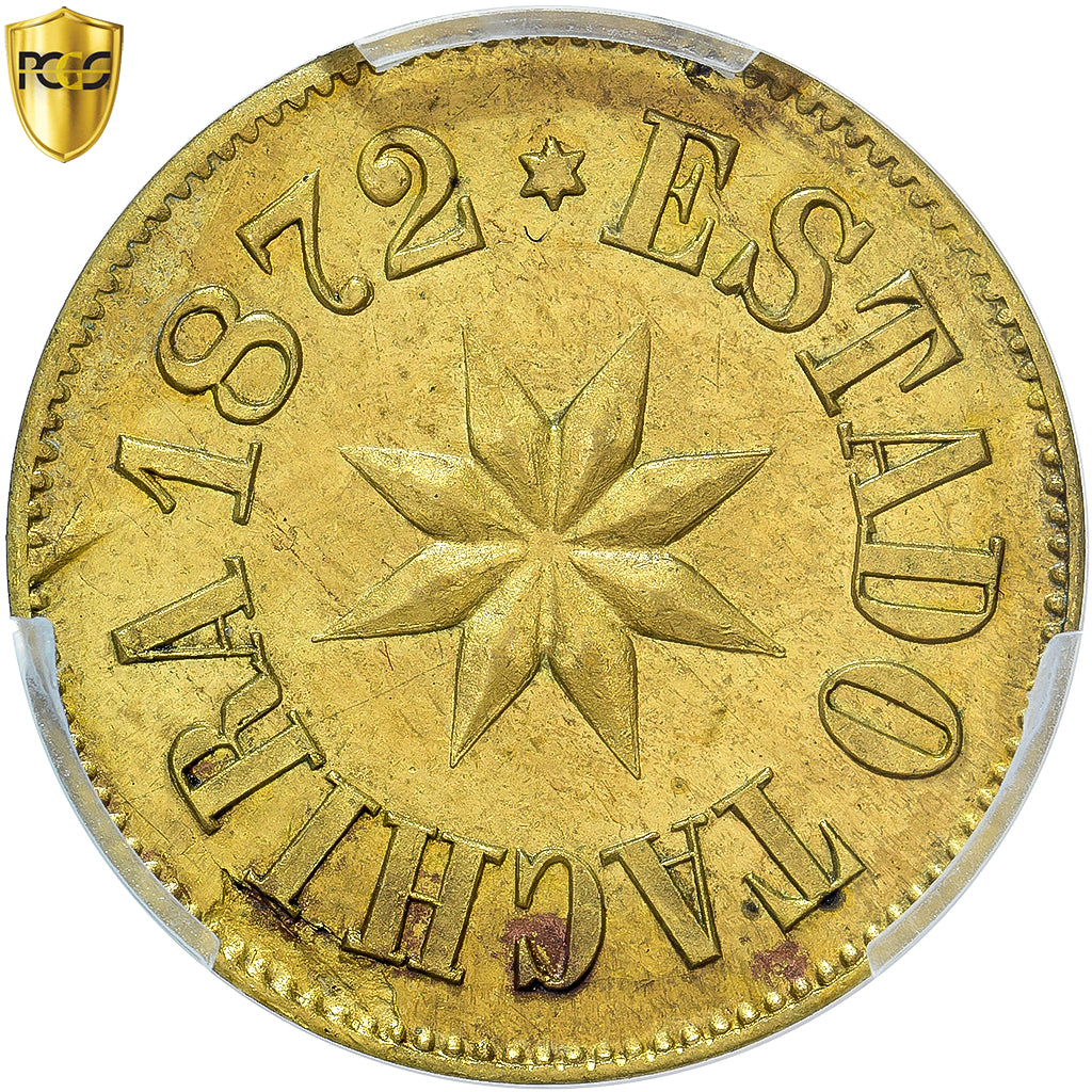 Venezuela, Táchira State, 2 Reales, 1872, San Cristobal, Bronzen, PCGS, MS62