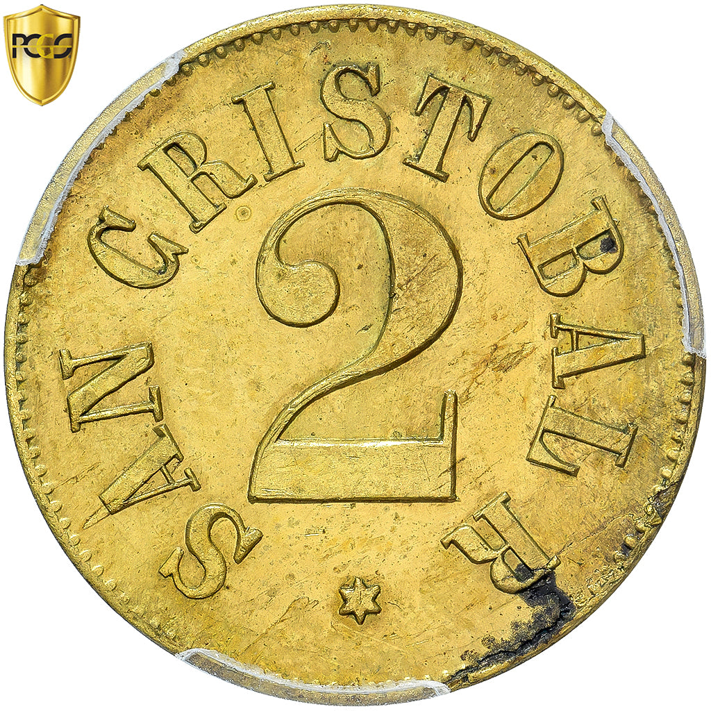 Venezuela, Táchira State, 2 Reales, 1872, San Cristobal, Bronzen, PCGS, MS62