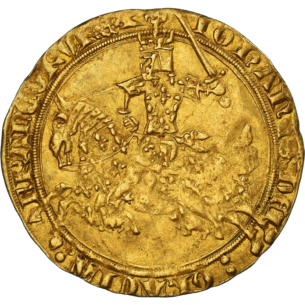 Moeda, França, Jean II le Bon, Franc à cheval, 1350-1364, VF(30-35), Dourado