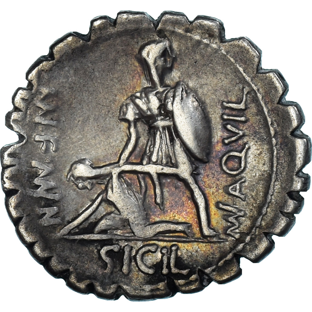Aquillia, Denarius Serratus, 71 BC, Rome, Prata, EF(40-45), Crawford:401/1