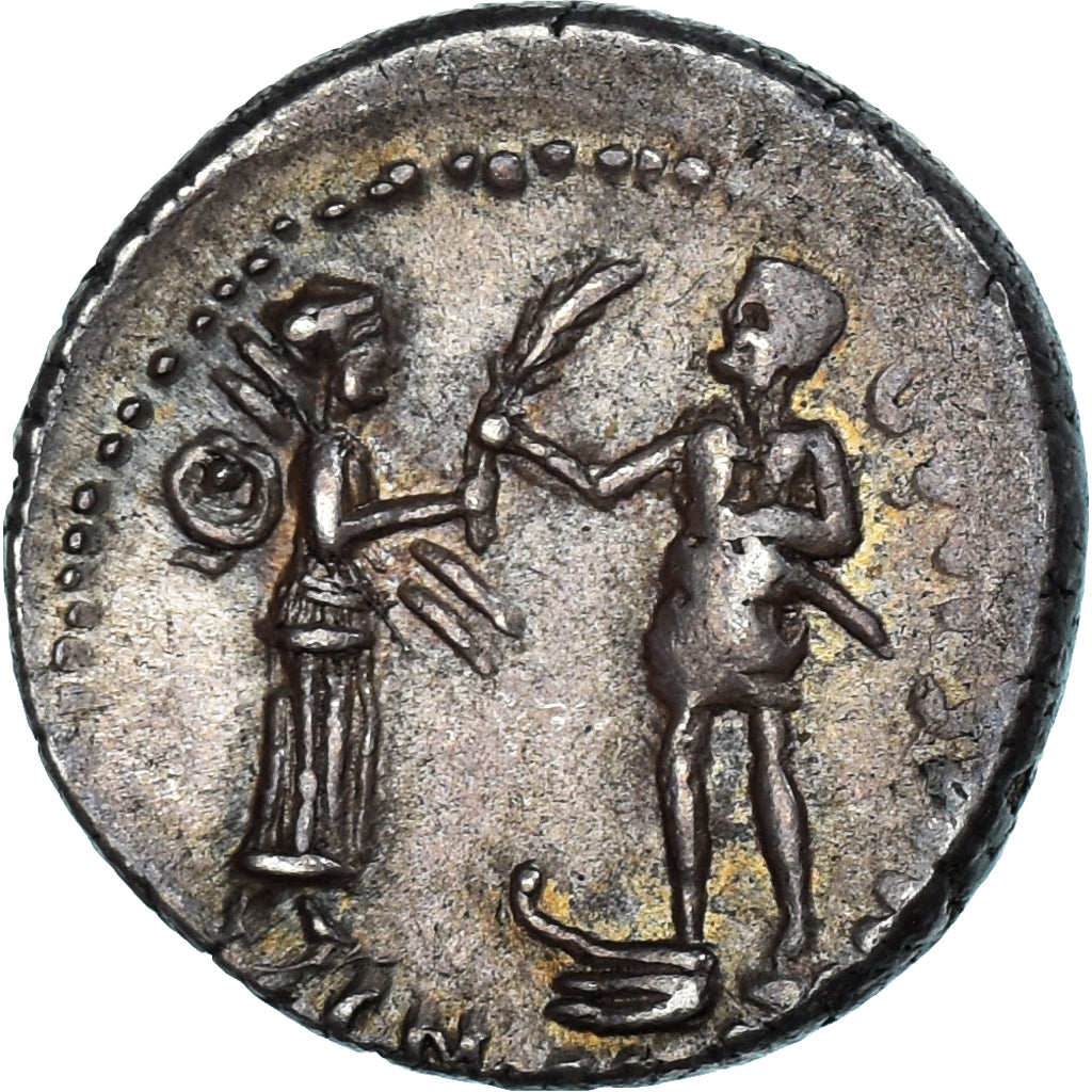 Pompeia, Denarius, 46-45 BC, Military mint in Spain, Silver, AU(50-53)