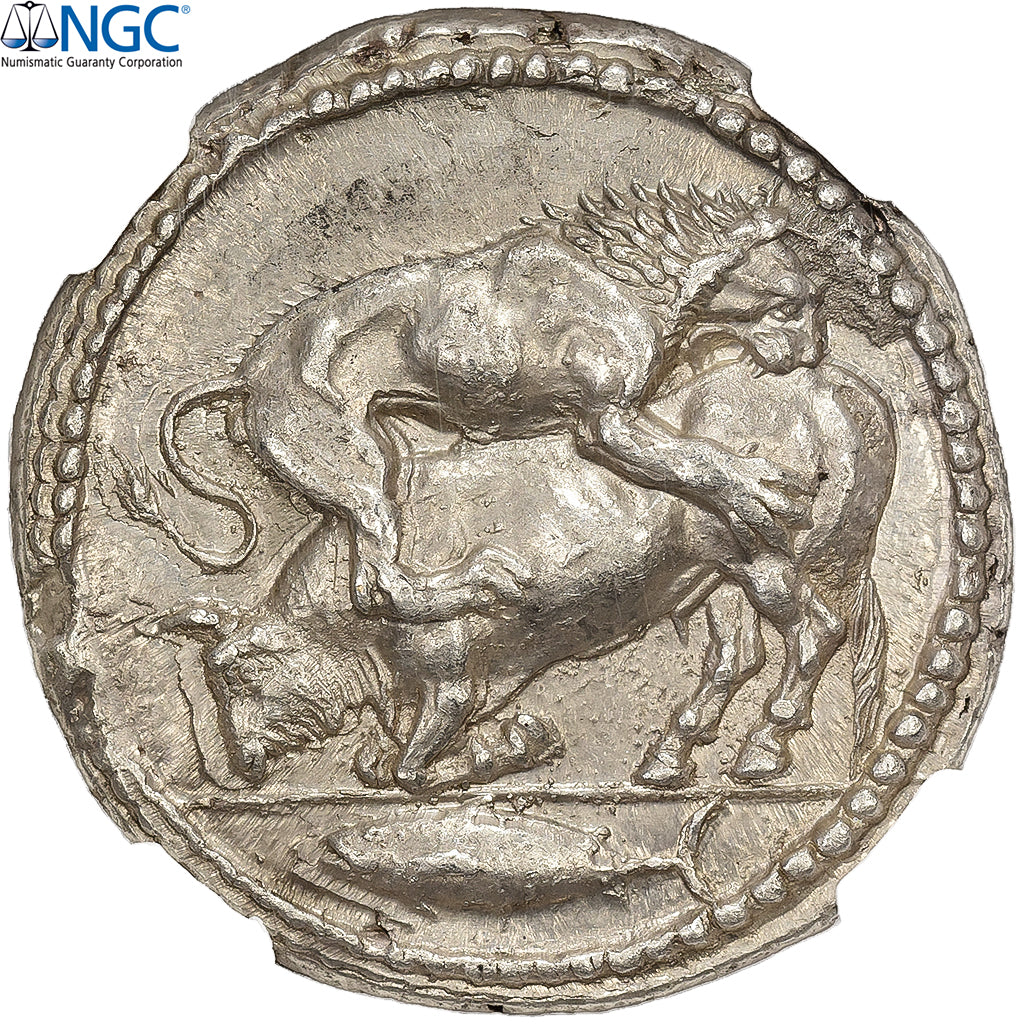Macedónia, Tetradrachm, ca. 480-420 BC, Akanthos, Prata, NGC, AU 5/5-3/5