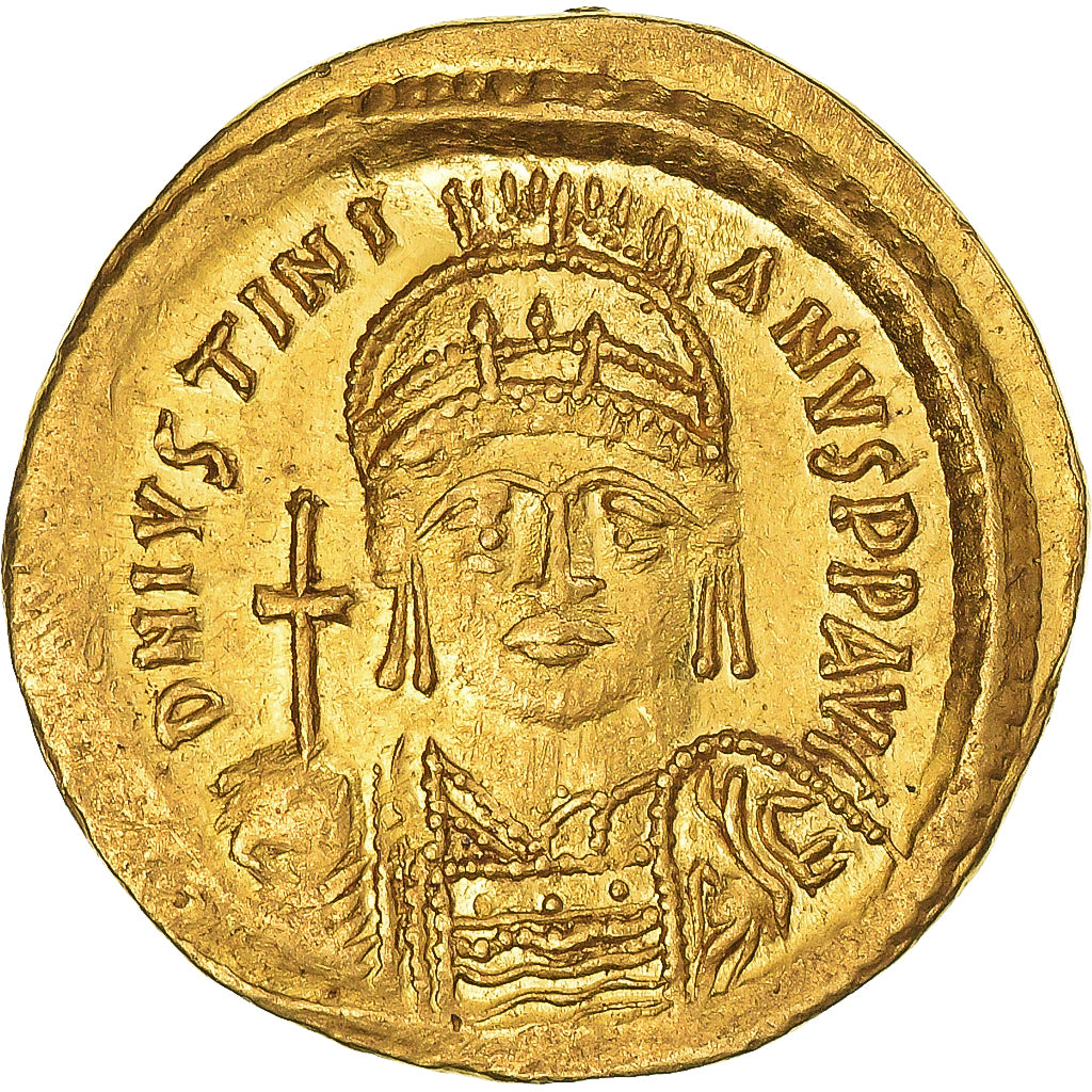Justinian I, Solidus, 542-552, Constantinople, Dourado, AU(50-53), Sear:140
