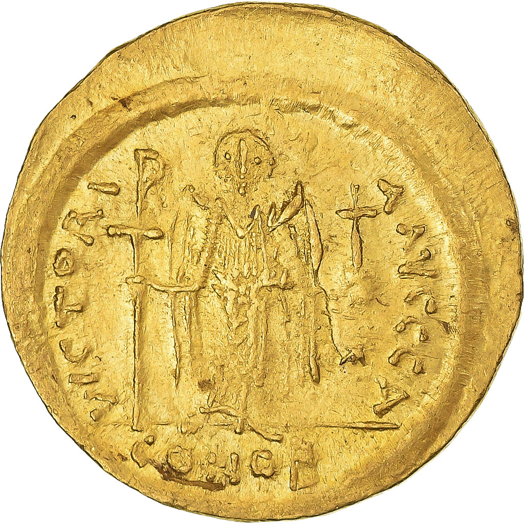 Justinian I, Solidus, 527-565, Constantinople, Złoto, AU(50-53), Sear:140