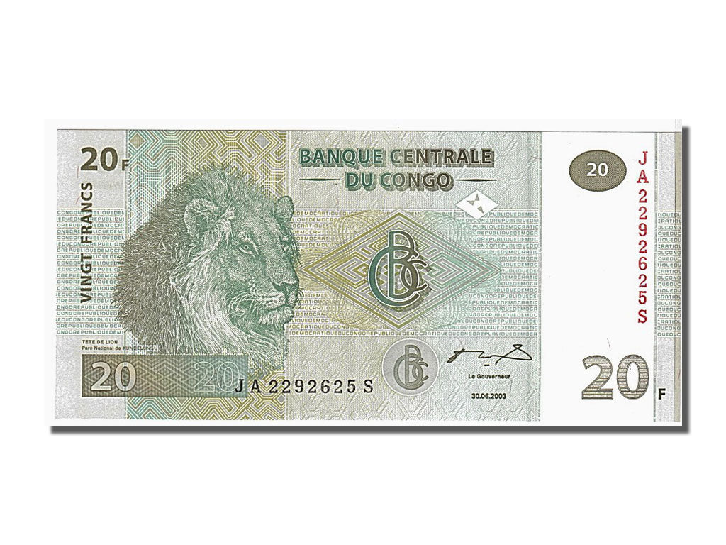 Banknote, Congo Democratic Republic, 20 Francs, 2003, KM:94a, UNC(65-70)