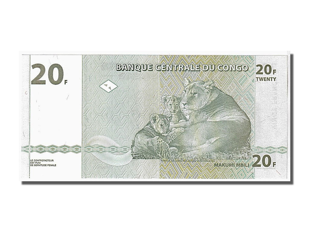 Banknote, Congo Democratic Republic, 20 Francs, 2003, KM:94a, UNC(65-70)