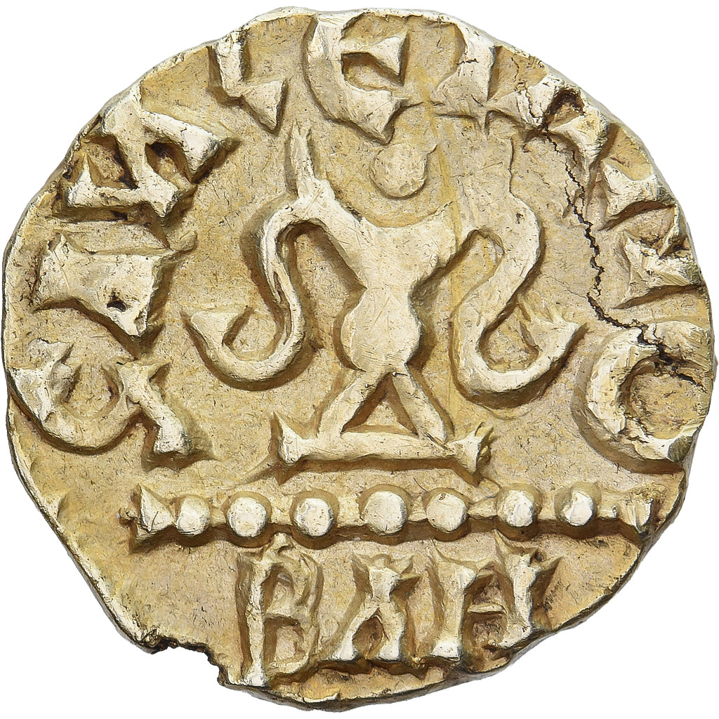 Coin, France, Triens, Sigebert Moneyer, 7th century, Banassac, AU(55-58), Gold