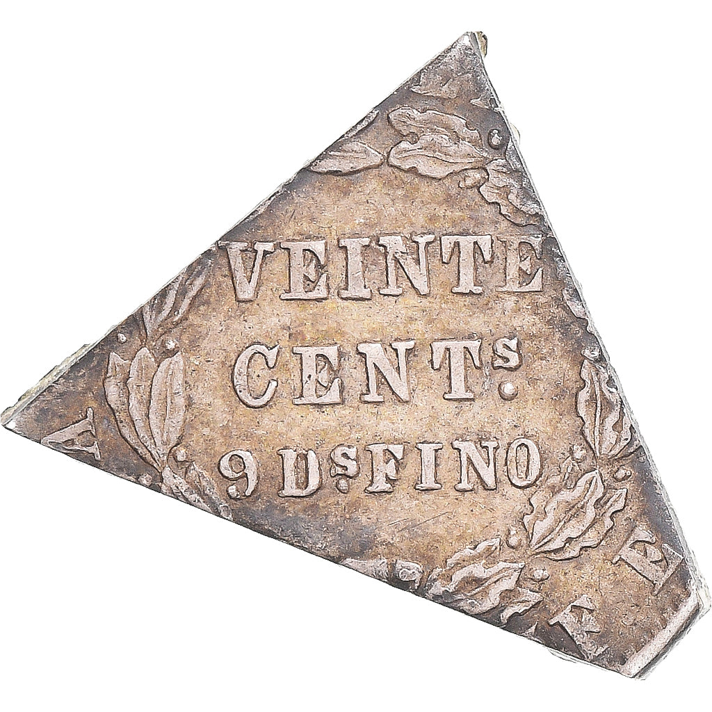 Coin, Bolivia, cut 20 centavos, AU(50-53), Silver, KM:154/159