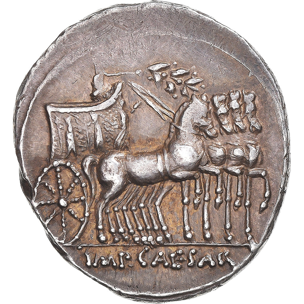 Octavian, Denarius, 29-27 BC, Uncertain mint, Prata, AU(50-53), Cohen:115