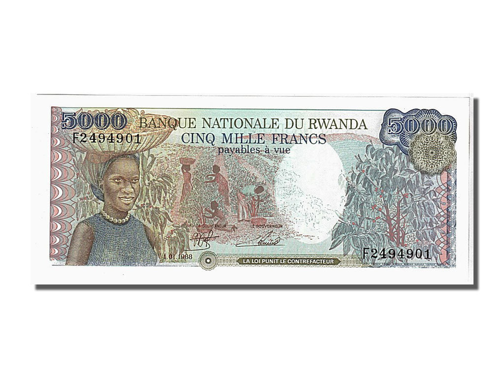 Banknote, Rwanda, 5000 Francs, 1988, 1988-01-01, KM:22, UNC(65-70)