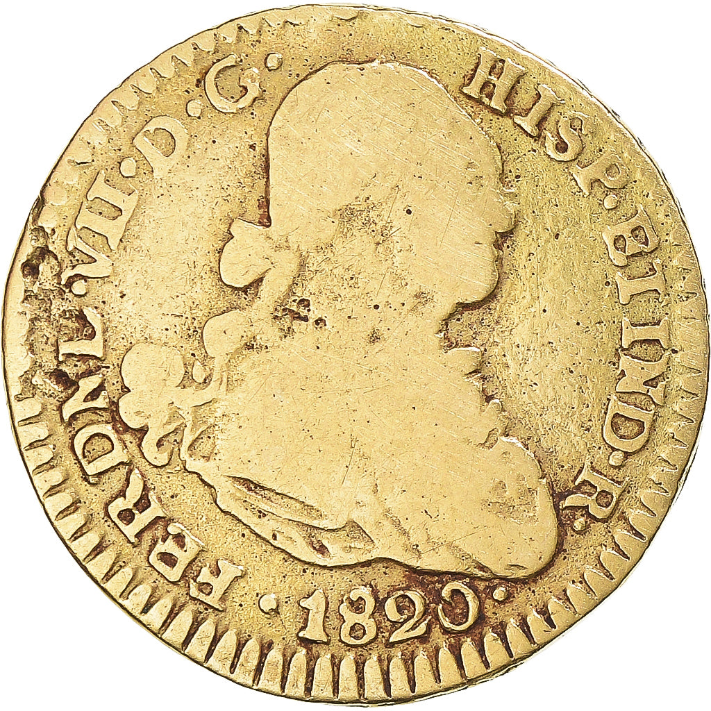 Colombie, Ferdinand VII, 1 Escudo, 1820, Bogota, Or, B+, KM:64.1