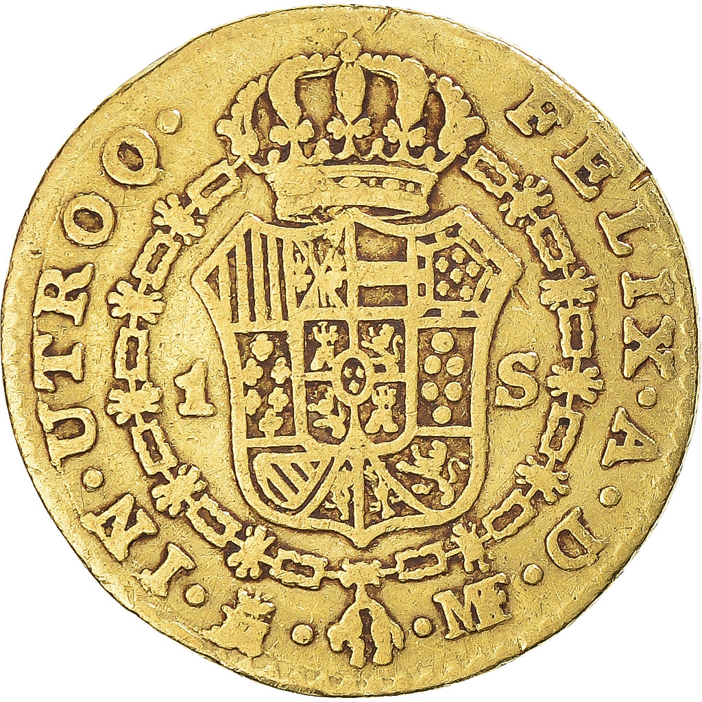 España, Carlos IV, 1 Escudo, 1792, Madrid, Oro, BC+, KM:434