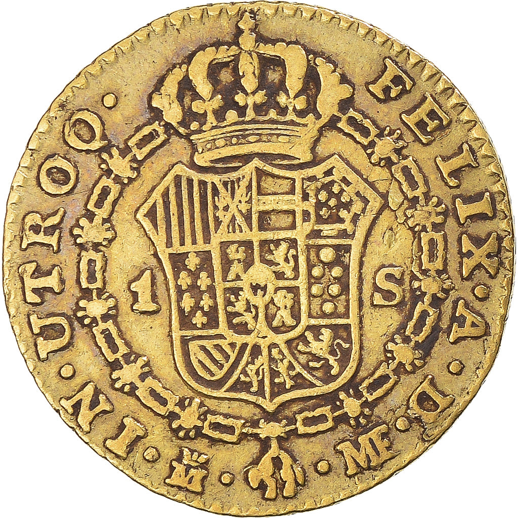 España, Charles IV, 1 Escudo, 1793, Madrid, Oro, BC+, KM:434
