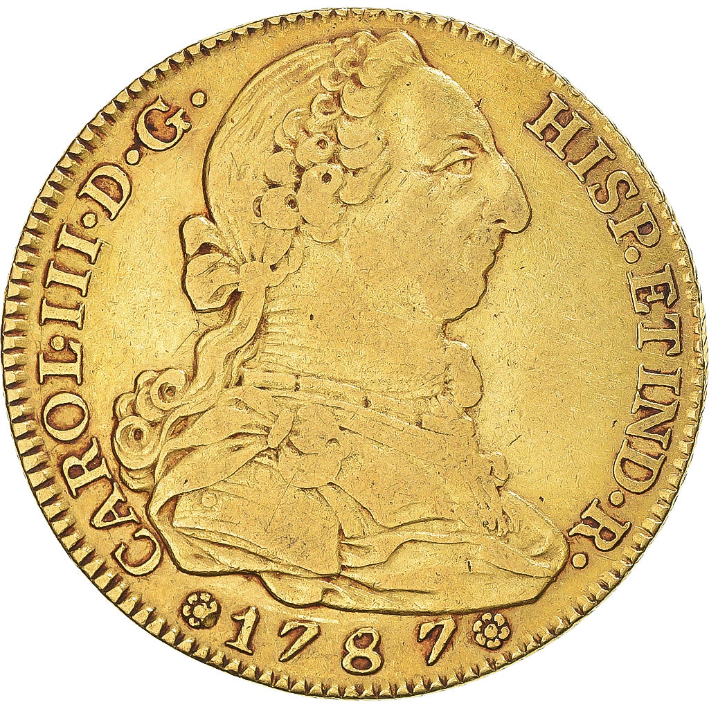 Spain, Charles III, 4 Escudos, 1787, Madrid, Gold, VF(30-35), KM:418.1a