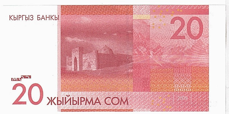Banconote, Kirghizistan, 20 Som, 2009, KM:24a, FDS