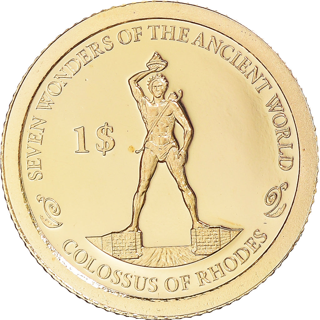 Moneta, Isole Salomone, Elizabeth II, Colosse de Rhodes, Dollar, 2013, FDC, Oro