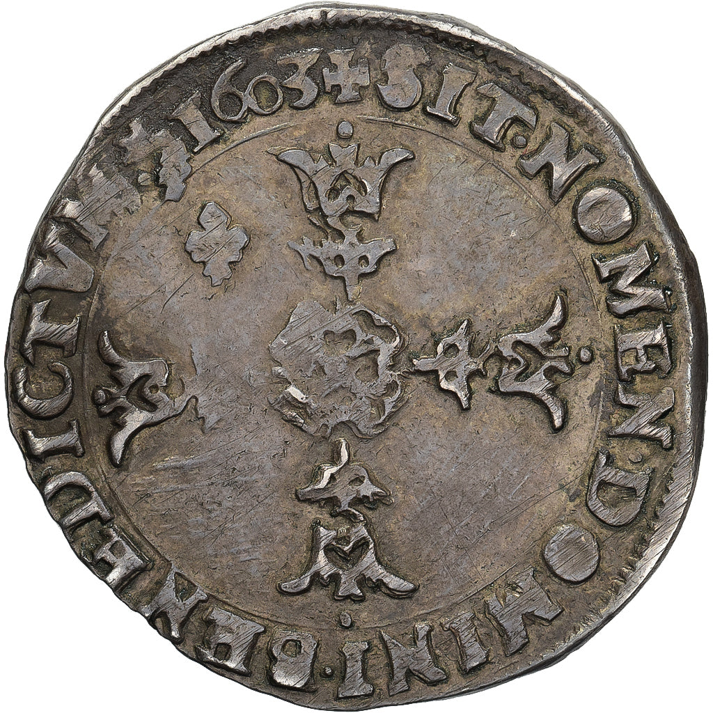 France, Henri IV, 1/4 Ecu, 1603, Villeneuve-lès-Avignon, Silver, EF(40-45)