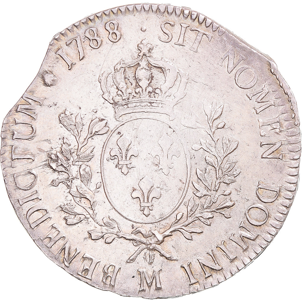 Monnaie, Louis XVI, Ecu aux branches d'olivier, 1788, Toulouse, flan clippé