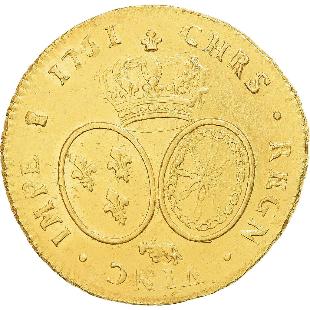 France, Louis XV, Double louis d'or de Béarn au bandeau, 1761, Pau, Or, TTB+