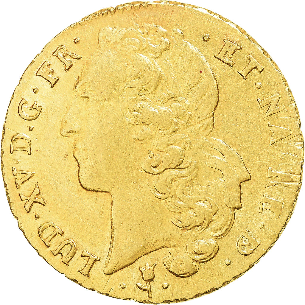 Francja, Louis XV, double louis d'or de Béarn au bandeau, 1754, Pau, Złoto