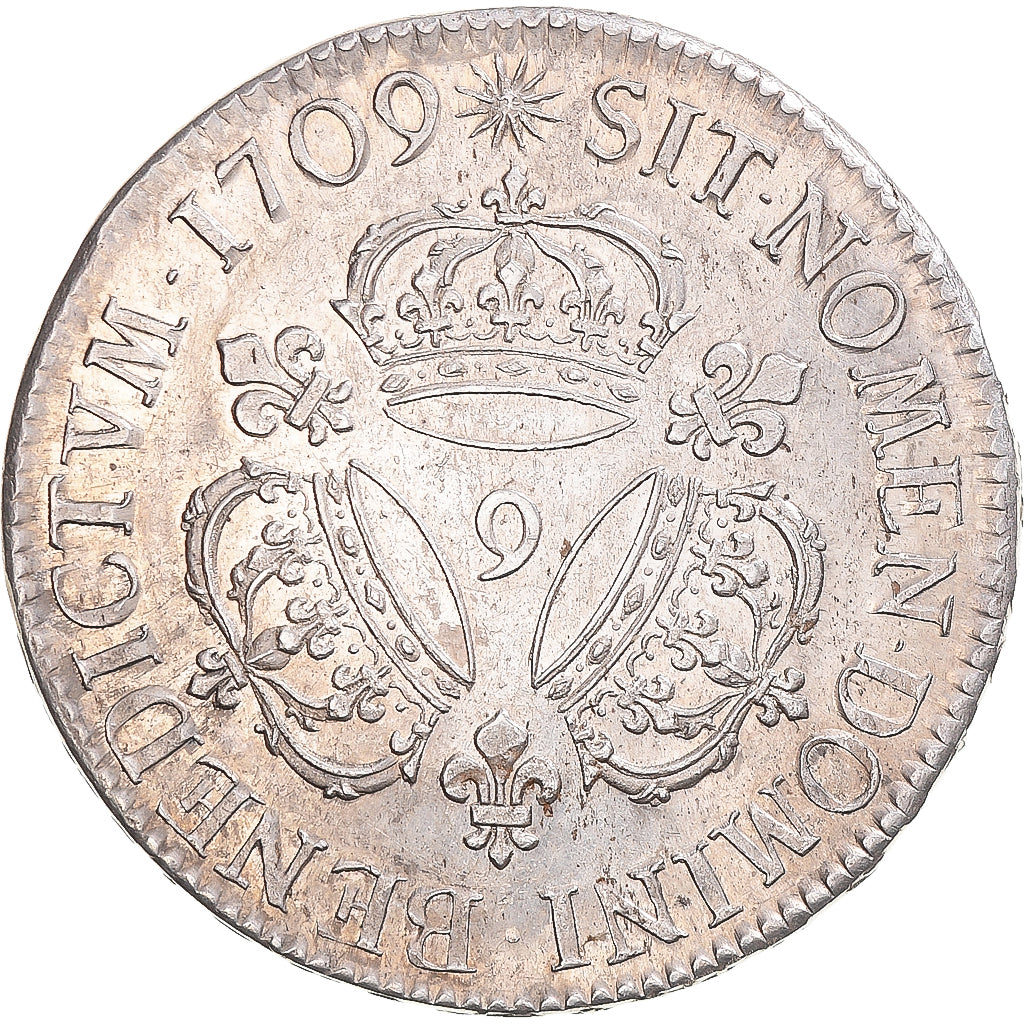 France, Louis XIV, Ecu aux 3 couronnes, 1709, Rennes, Argent, SUP+, Gadoury:229