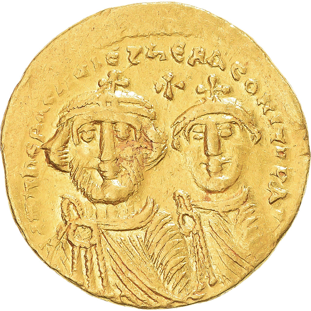 Heraclius, with Heraclius Constantine, Solidus, 613-641, Constantinople, Gold