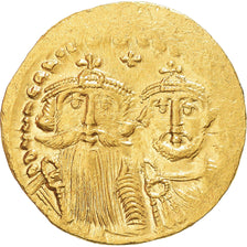 Heraclius, with Heraclius Constantine, Solidus, 613-641, Constantinople, Oro