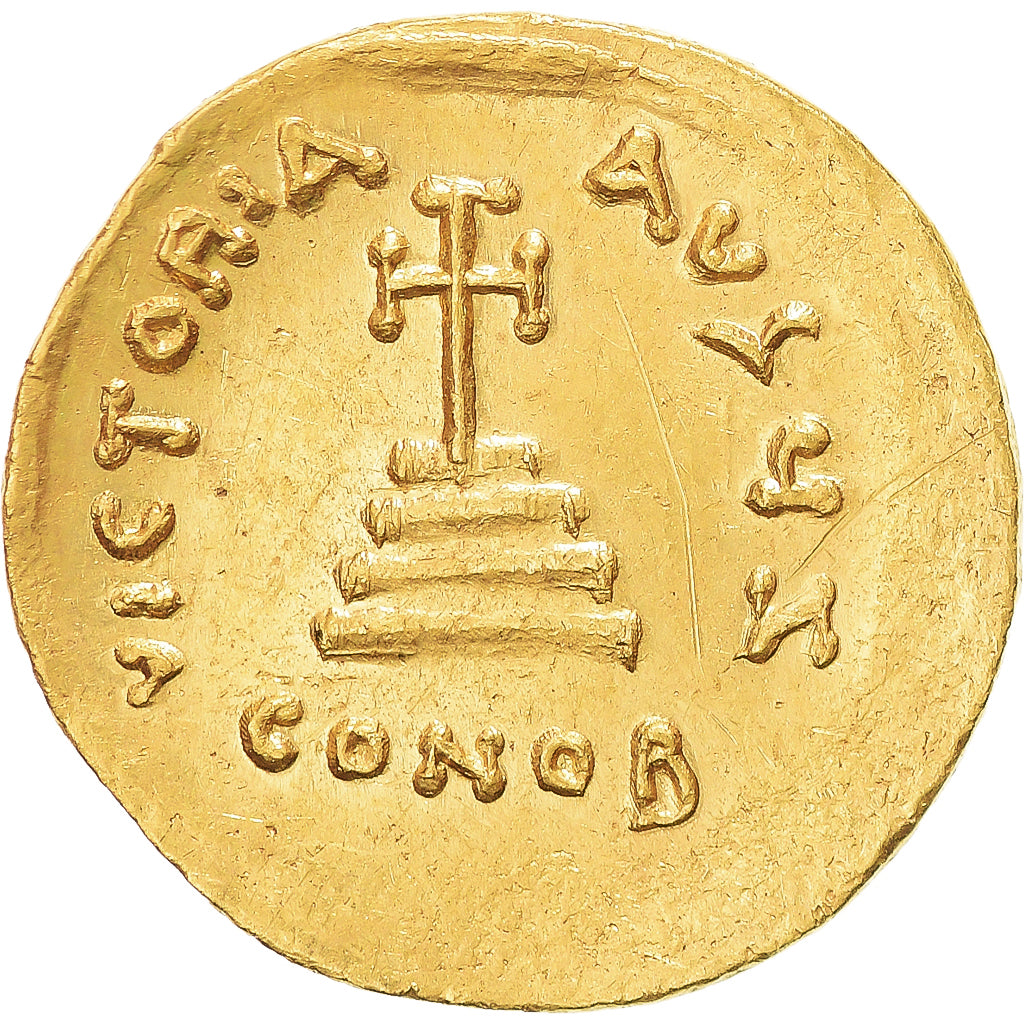 Heraclius, with Heraclius Constantine, Solidus, 613-641, Constantinople, Oro