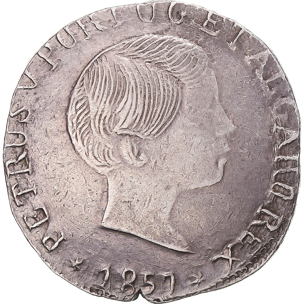 Munten, INDIA-PORTUGEES, Pedro V, Rupia, 1857, Goa, ZF, Zilver, KM:279