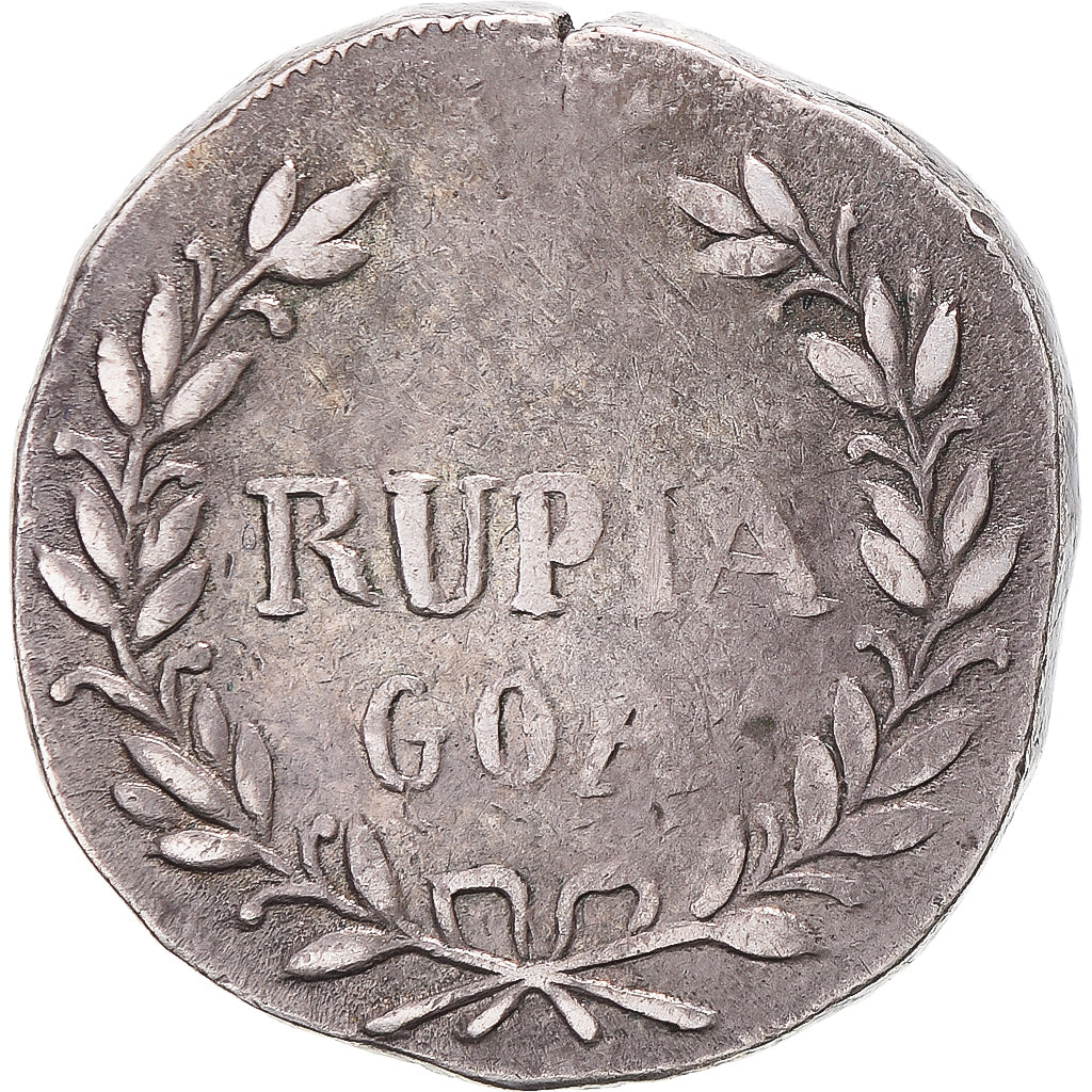 Munten, INDIA-PORTUGEES, Pedro V, Rupia, 1857, Goa, ZF, Zilver, KM:279