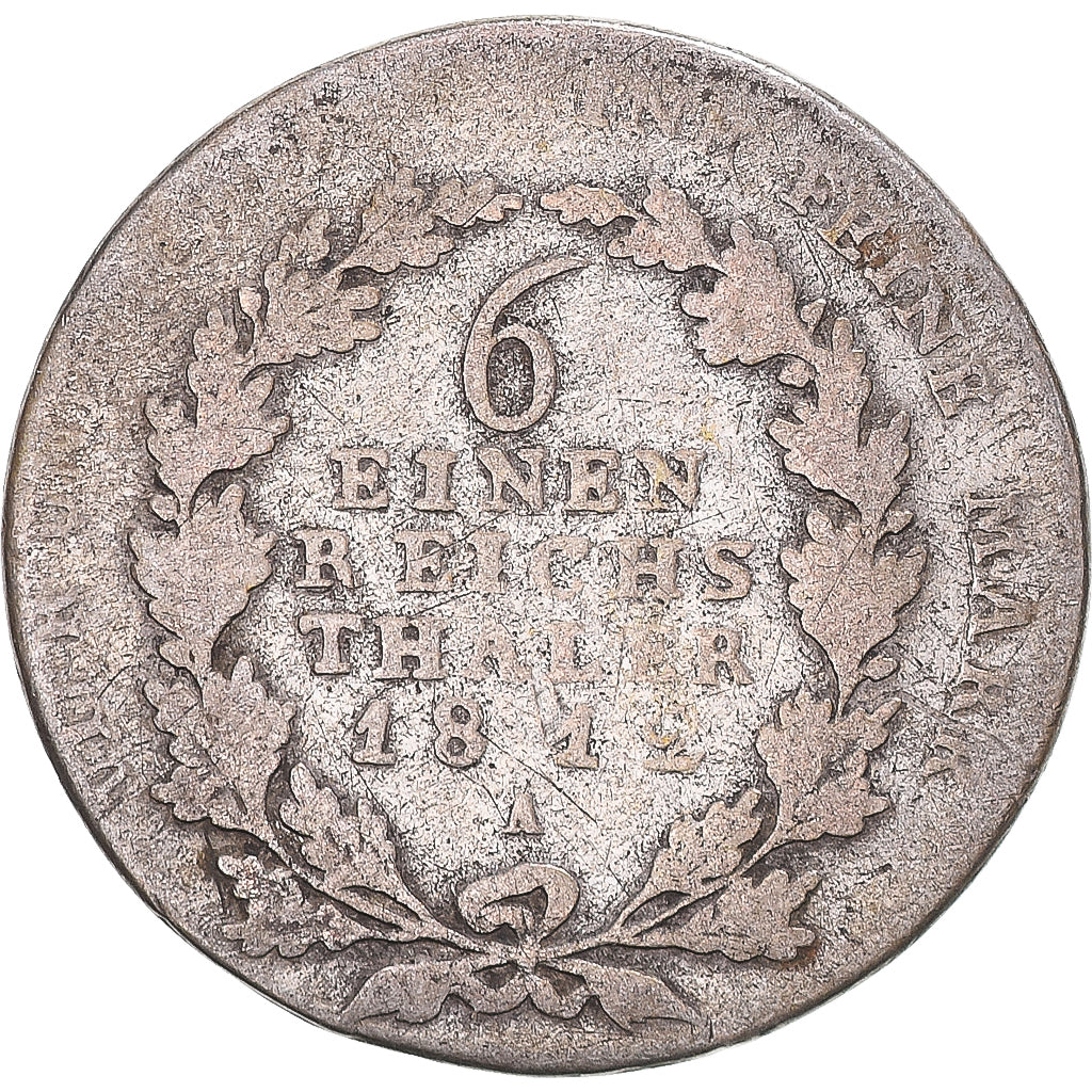Duitse staten, PRUSSIA, Friedrich Wilhelm III, 1/6 Thaler, 1812, Berlin, Zilver