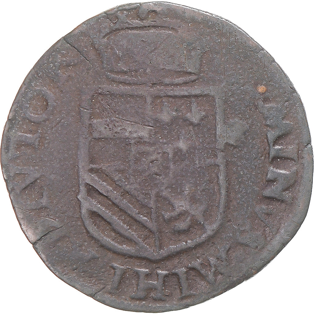 Coin, Spanish Netherlands, Philip II, Liard, 1589, Maastricht, VF(30-35), Copper