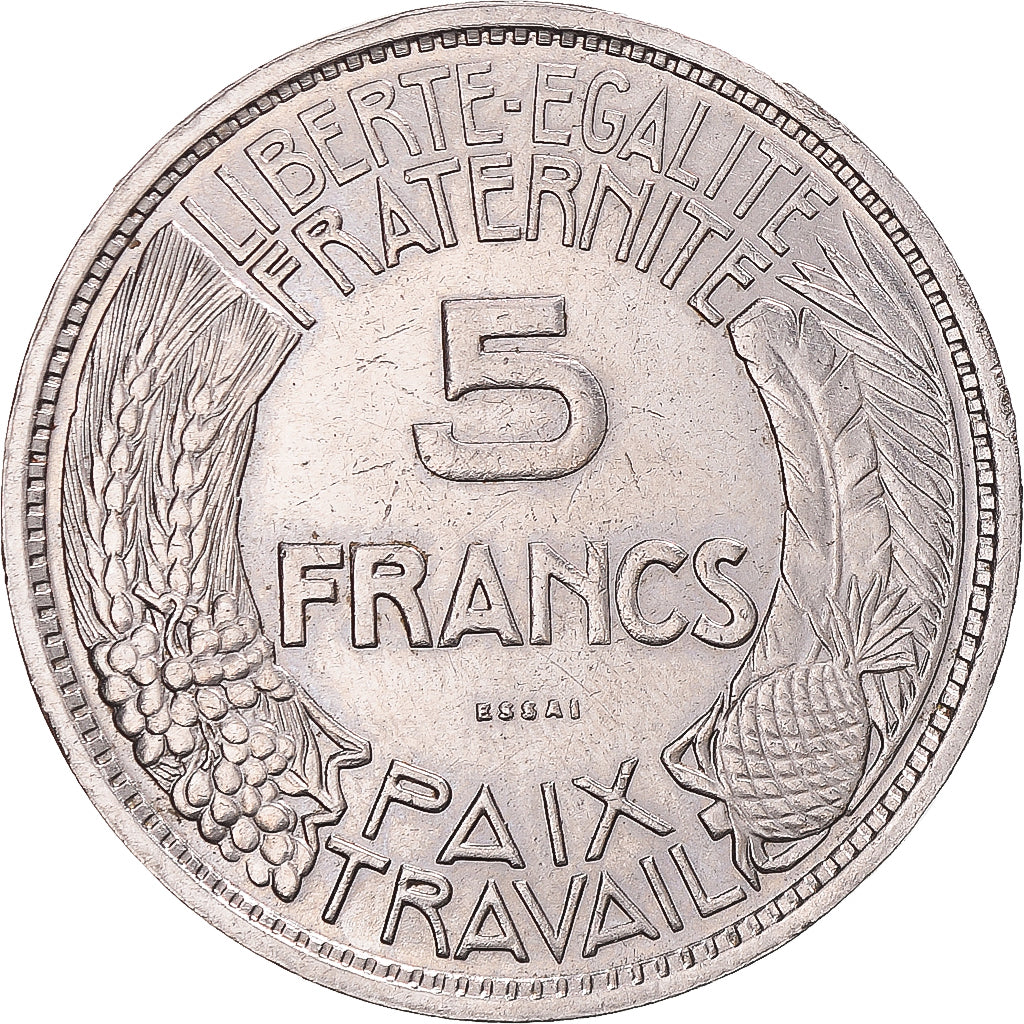 Moneda, Francia, 5 Francs, 1933, Paris, ESSAI, EBC, Níquel, Gadoury:136.1