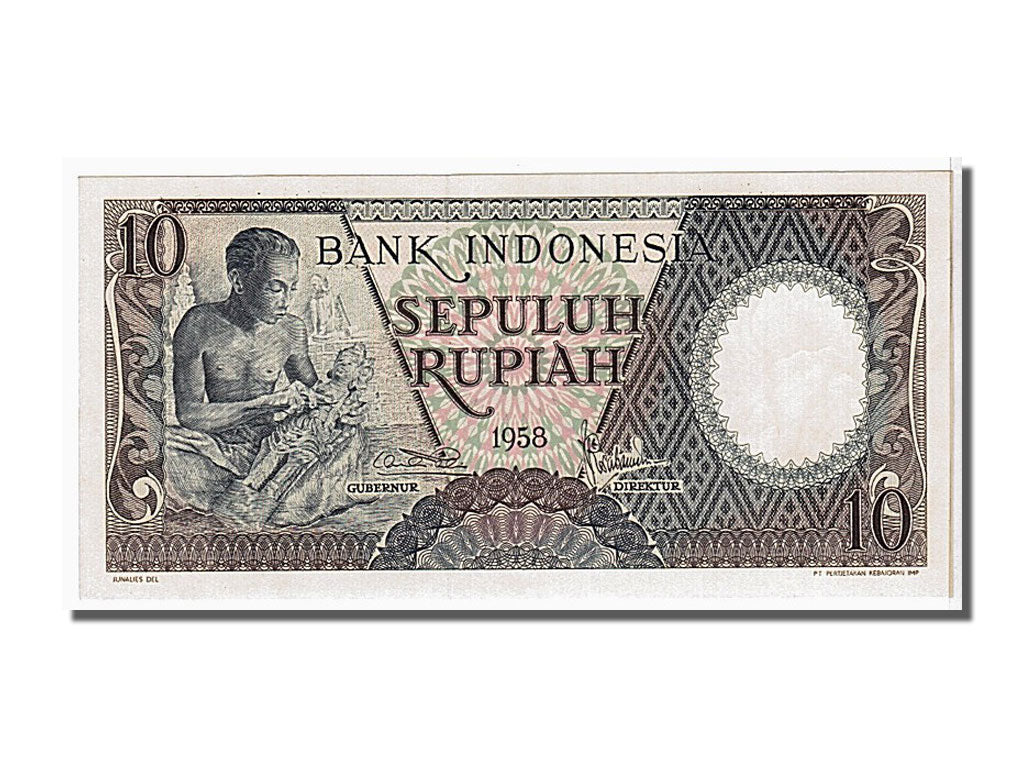Geldschein, Indonesien, 10 Rupiah, 1958, KM:56, UNZ