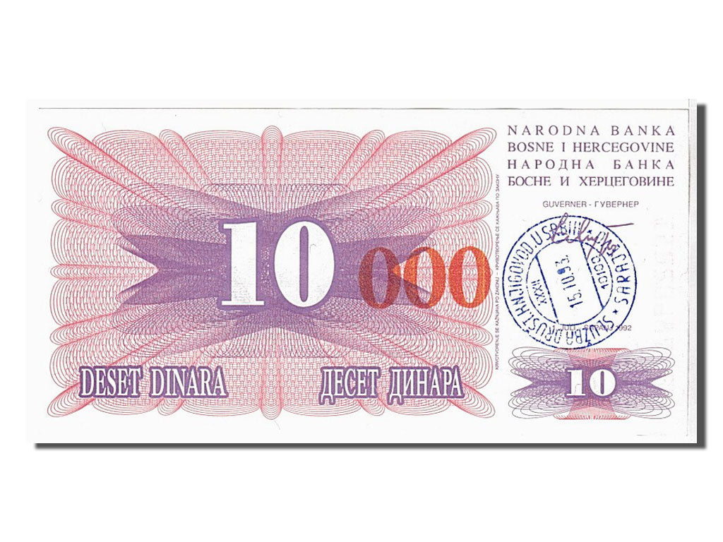 Banknote, Bosnia - Herzegovina, 10 Dinara, 1992, KM:10a, UNC(65-70)