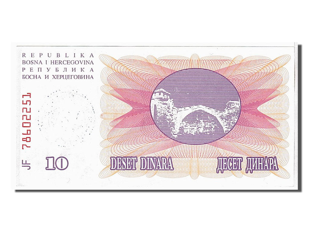 Banknote, Bosnia - Herzegovina, 10 Dinara, 1992, KM:10a, UNC(65-70)