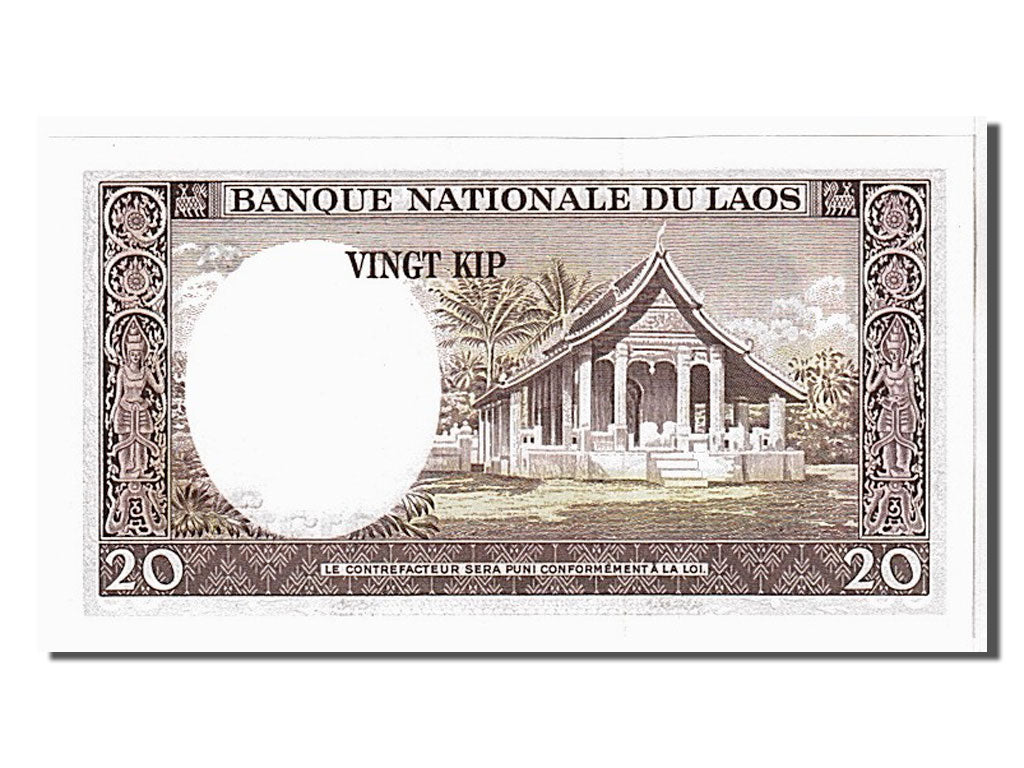 Geldschein, Lao, 20 Kip, 1963, KM:11b, UNZ