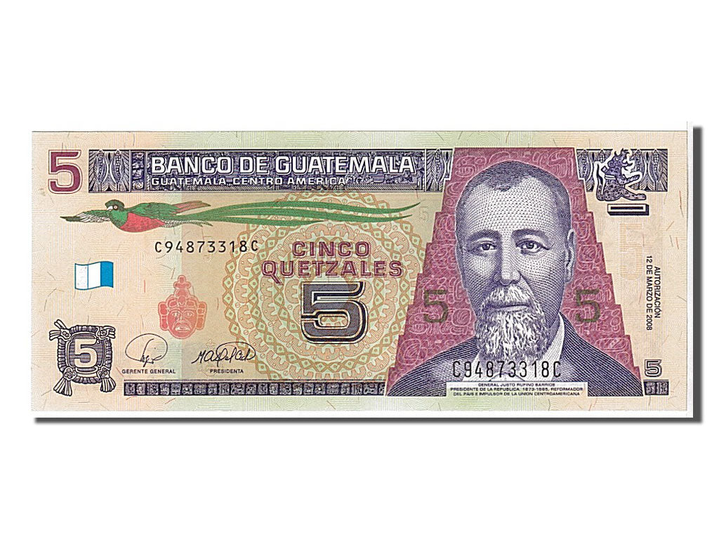 Banknote, Guatemala, 5 Quetzales, 2008, KM:116, UNC(65-70)