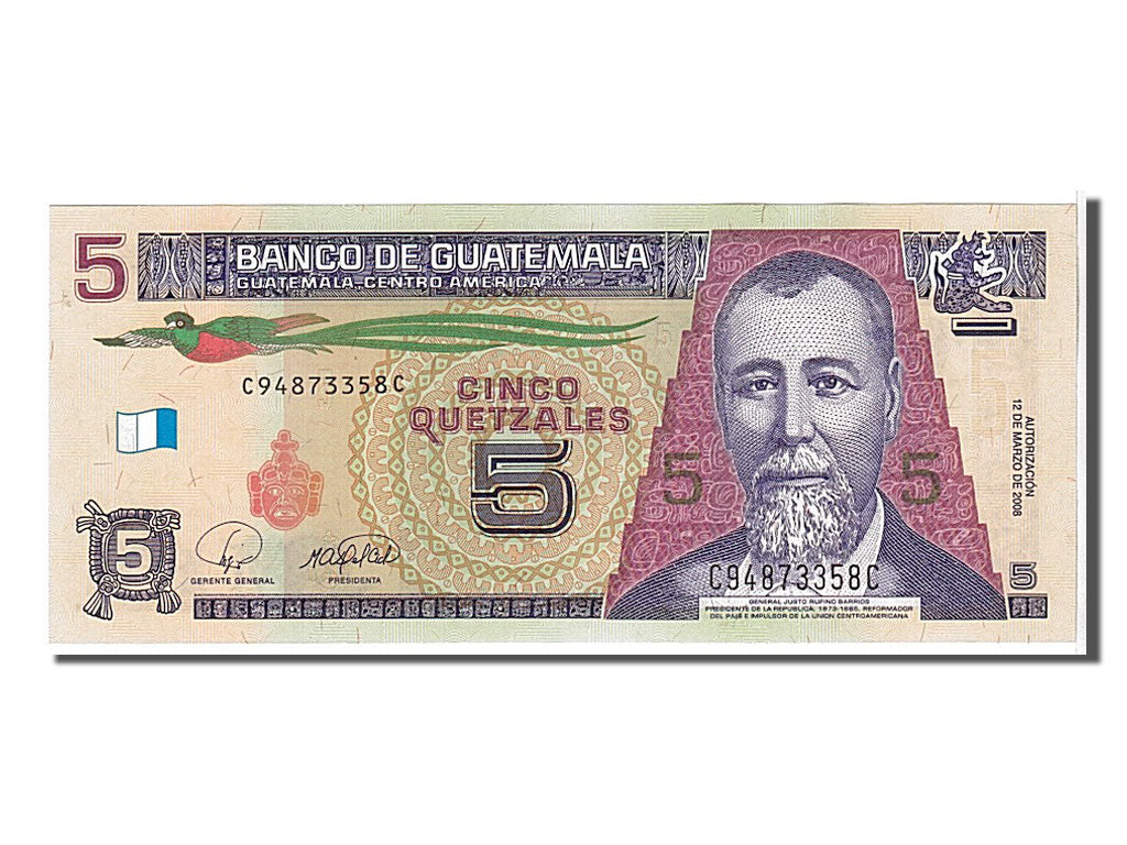 Billet, Guatemala, 5 Quetzales, 2008, NEUF