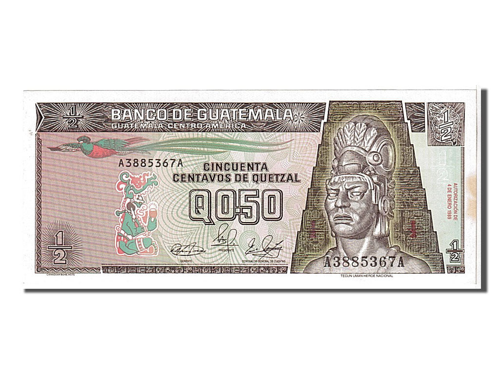 Billet, Guatemala, 1/2 Quetzal, 1989, KM:72a, NEUF