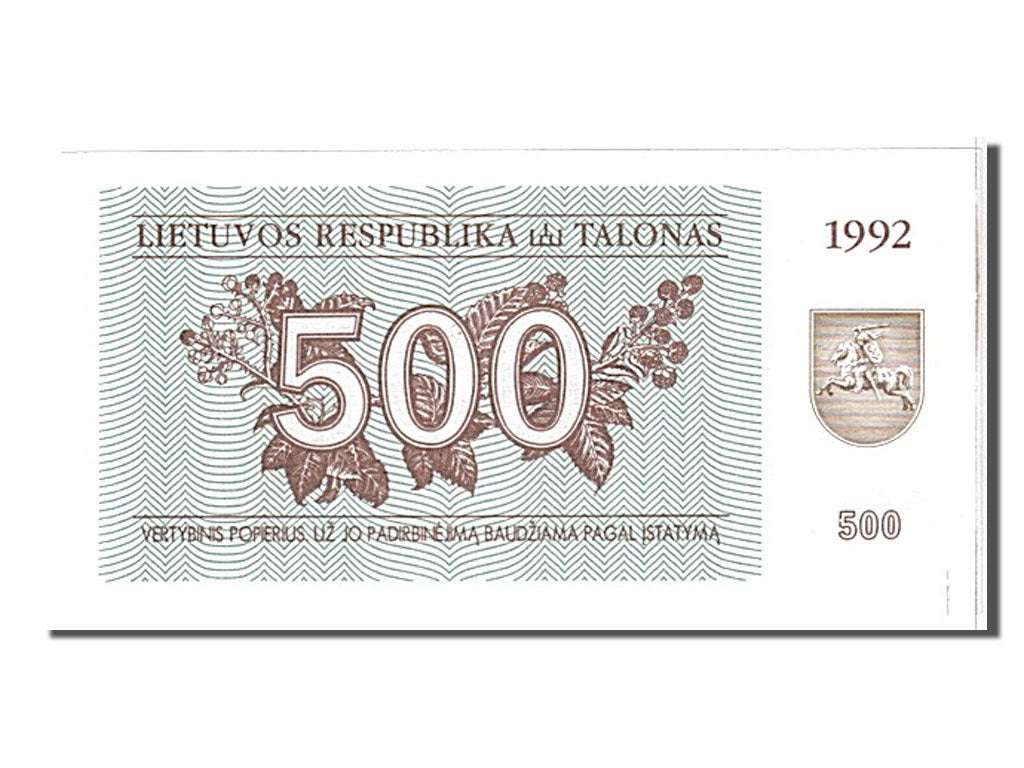 Billet, Lithuania, 500 (Talonas), 1992, KM:44, NEUF